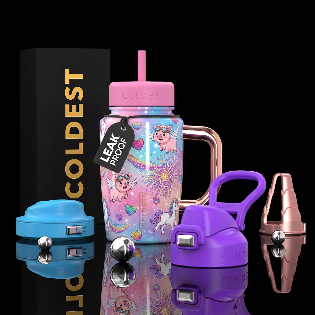 Magical, cute, unicorns, creative, flying pigs, he... water bottle design