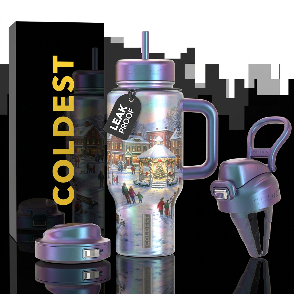Christmas Town water bottle design