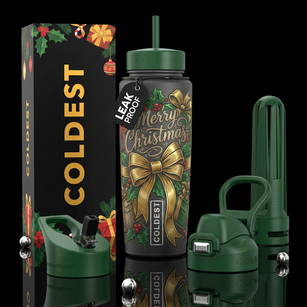 Merry Christmas water bottle design