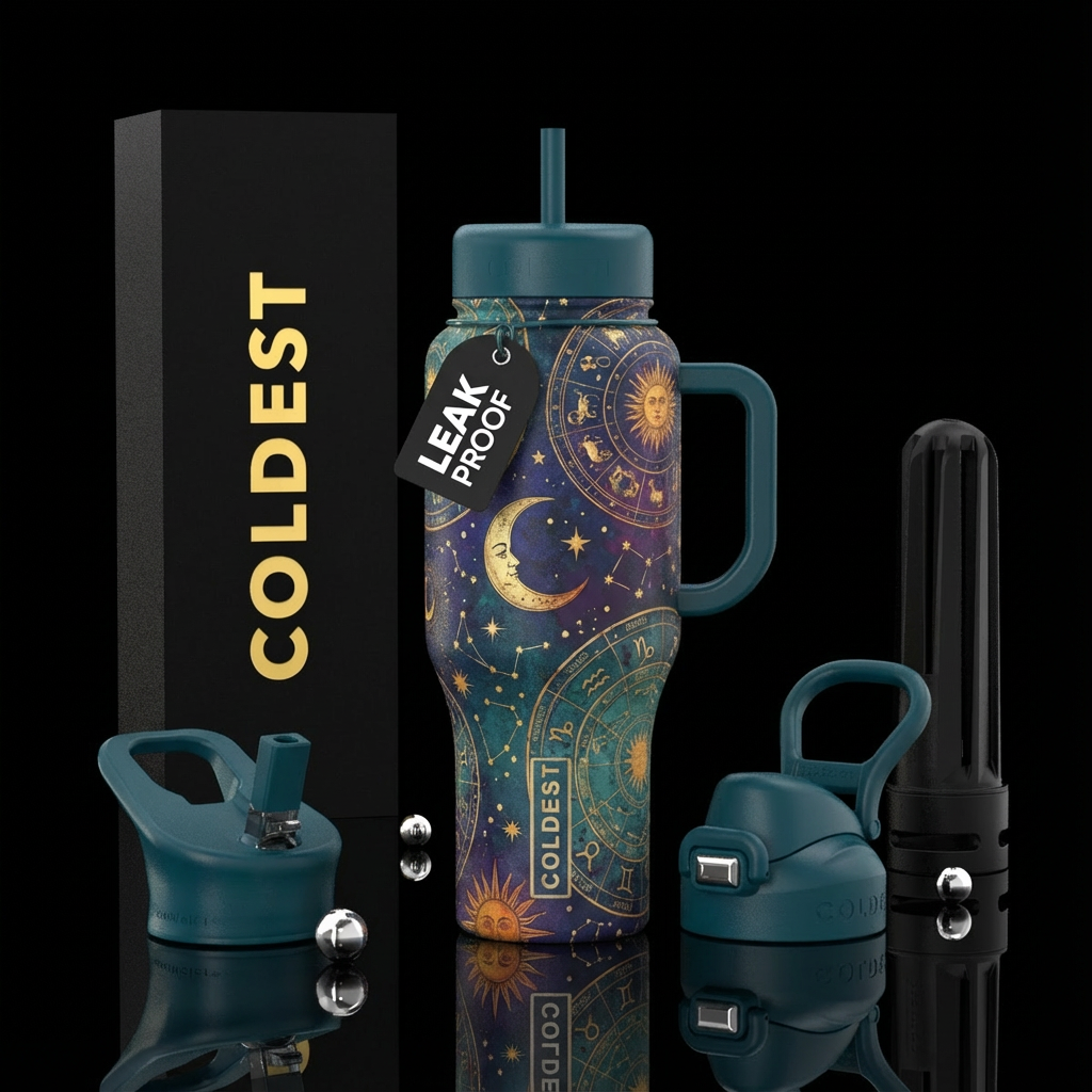 The Moon and the stars water bottle design