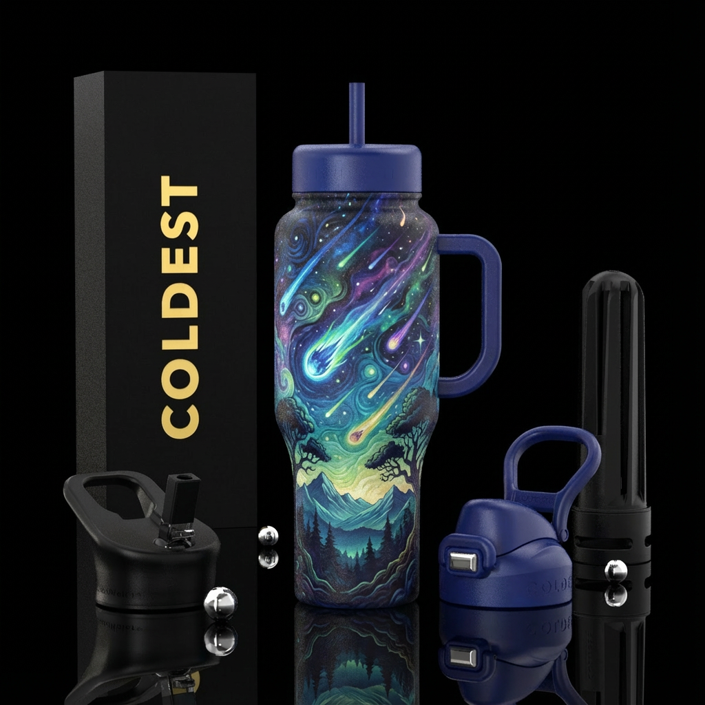Meteor showers water bottle design