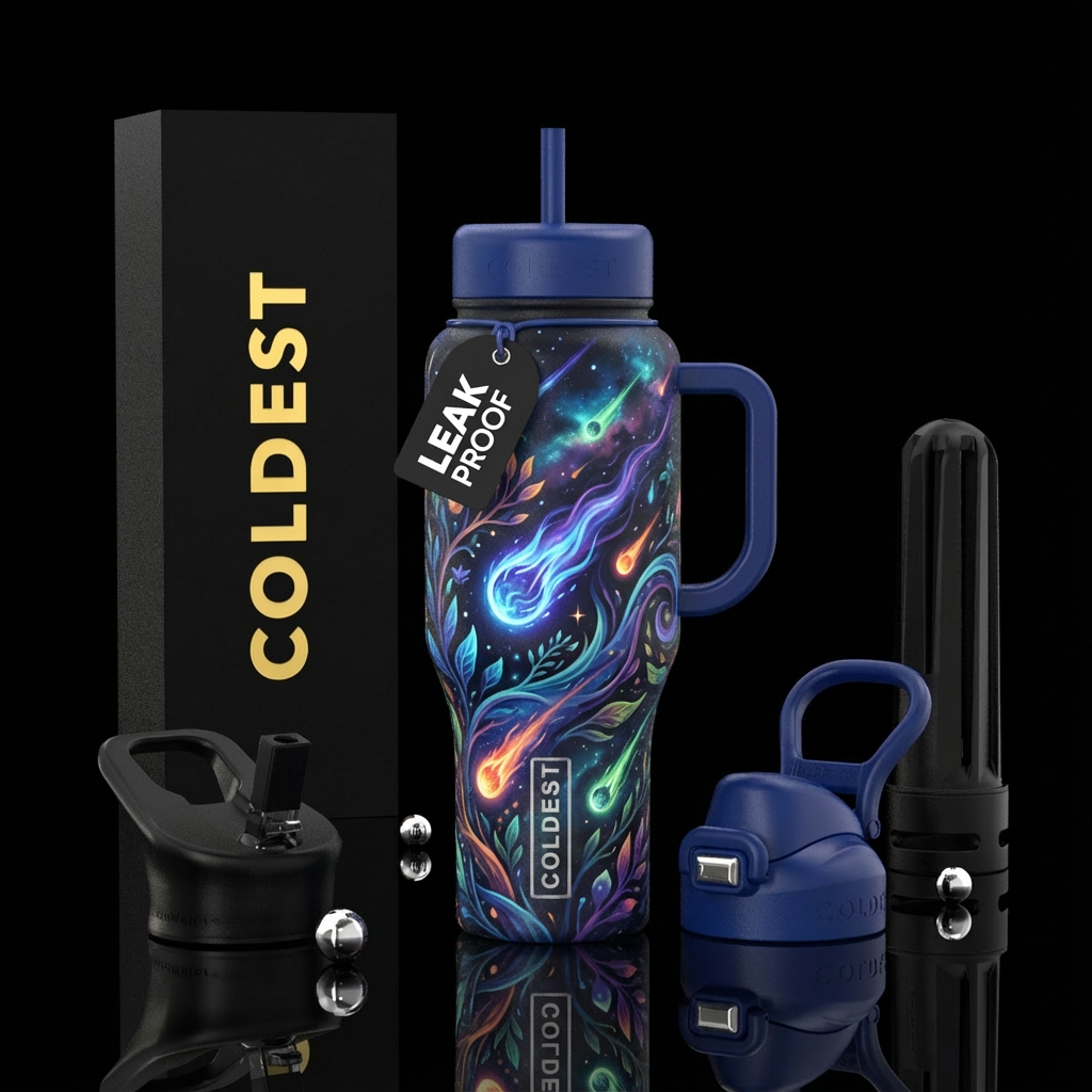 Meteor showers water bottle design