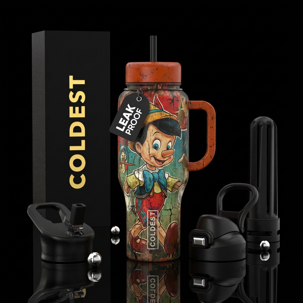 Pinocchio water bottle design
