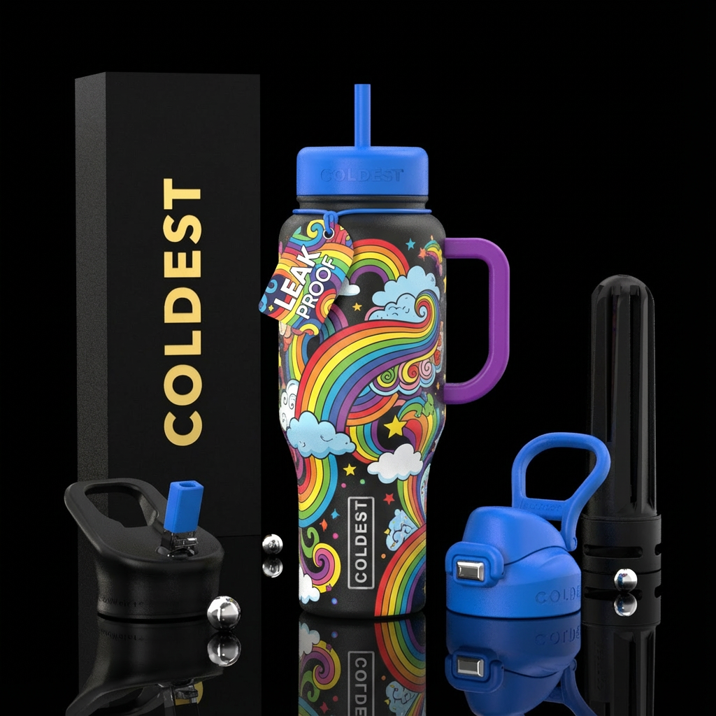 Over the rainbow water bottle design