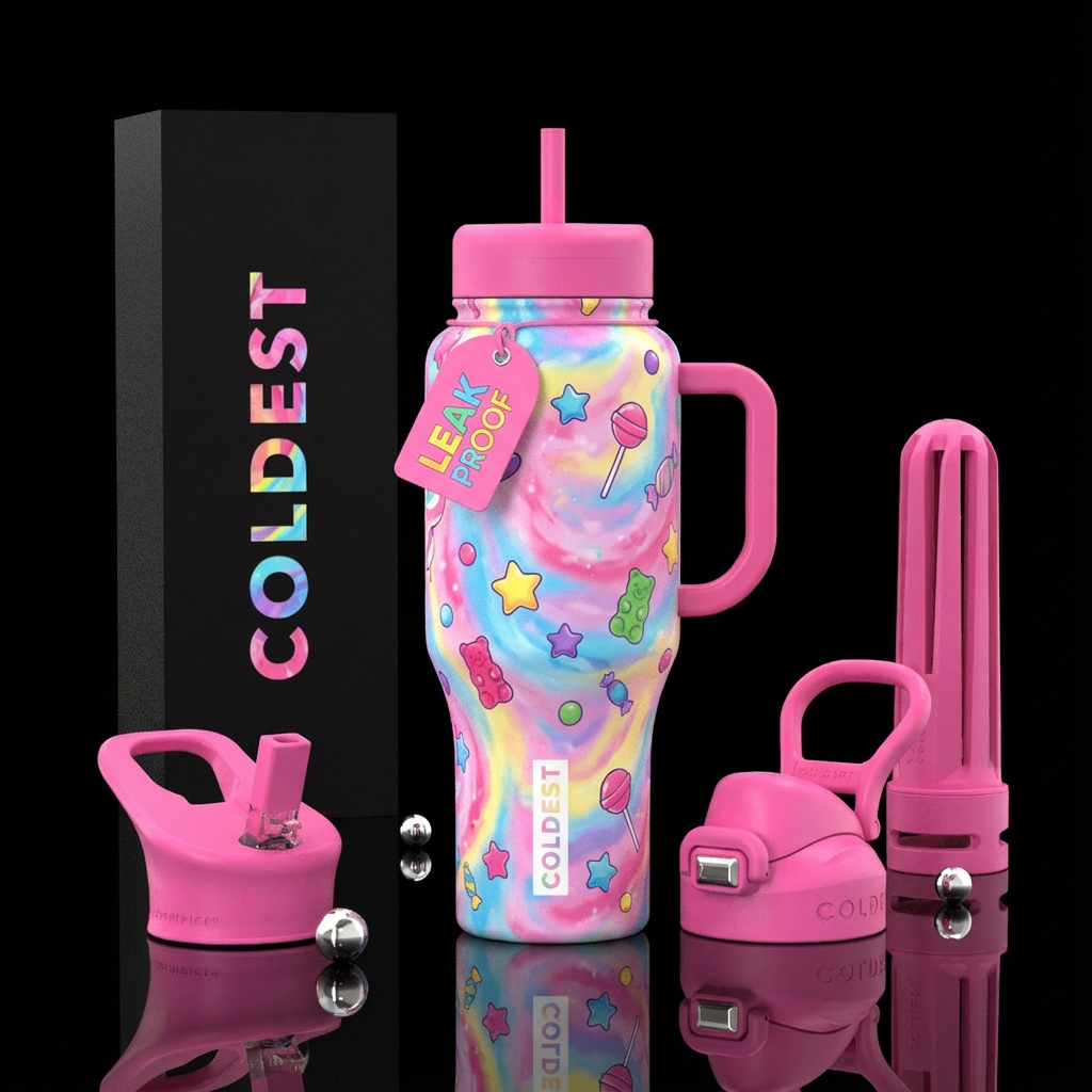 Cotton candy water bottle design