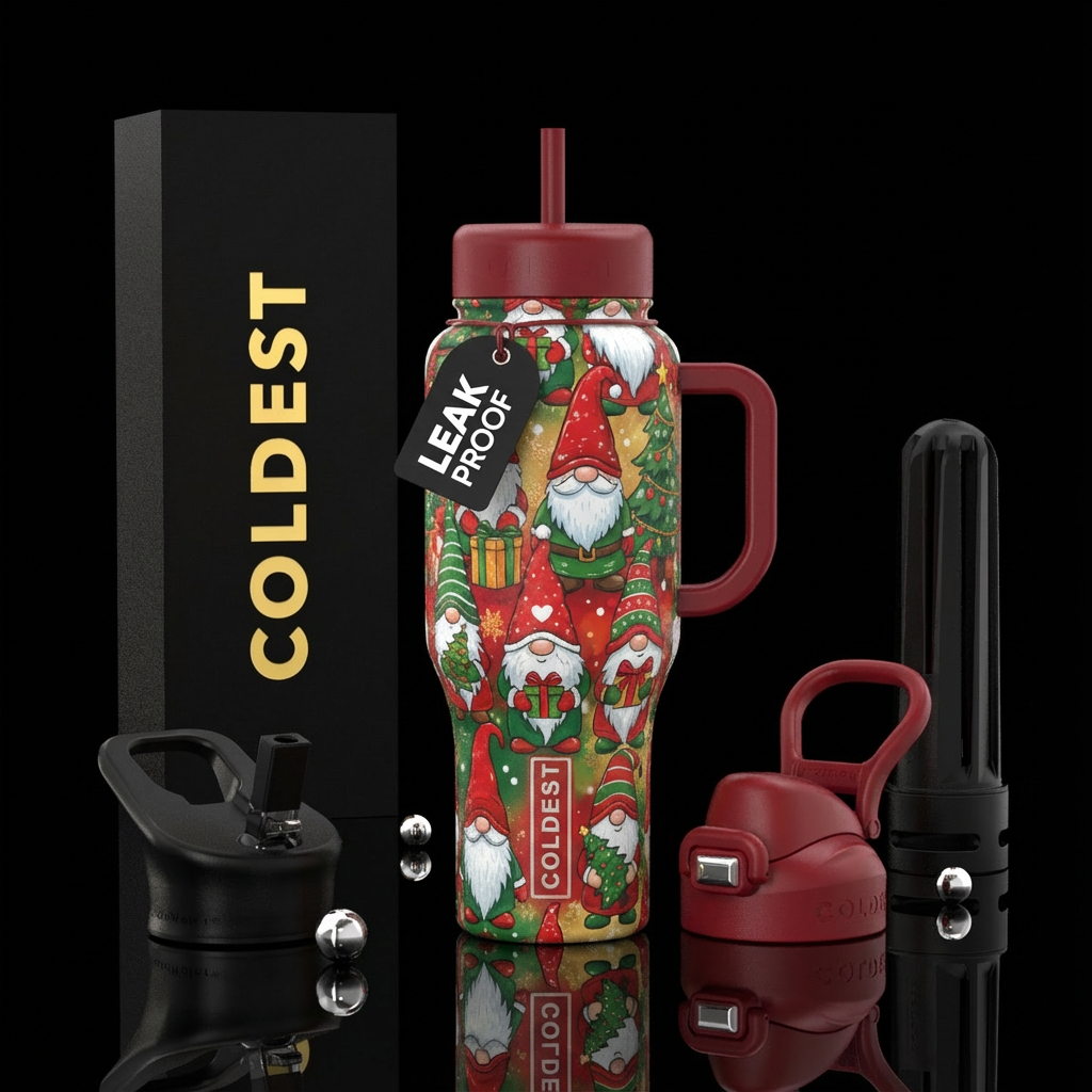 Christmas Gnomes water bottle design