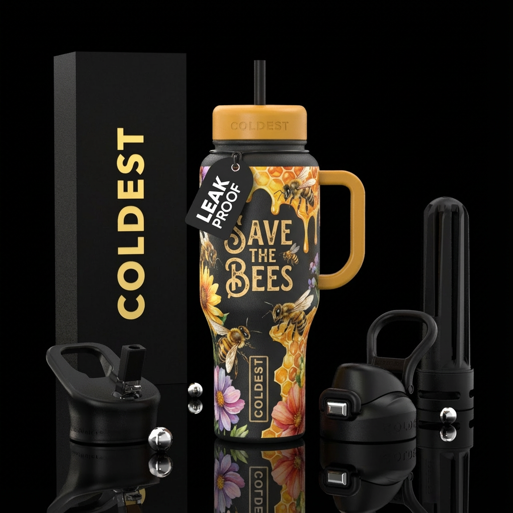 Save the Bees water bottle design