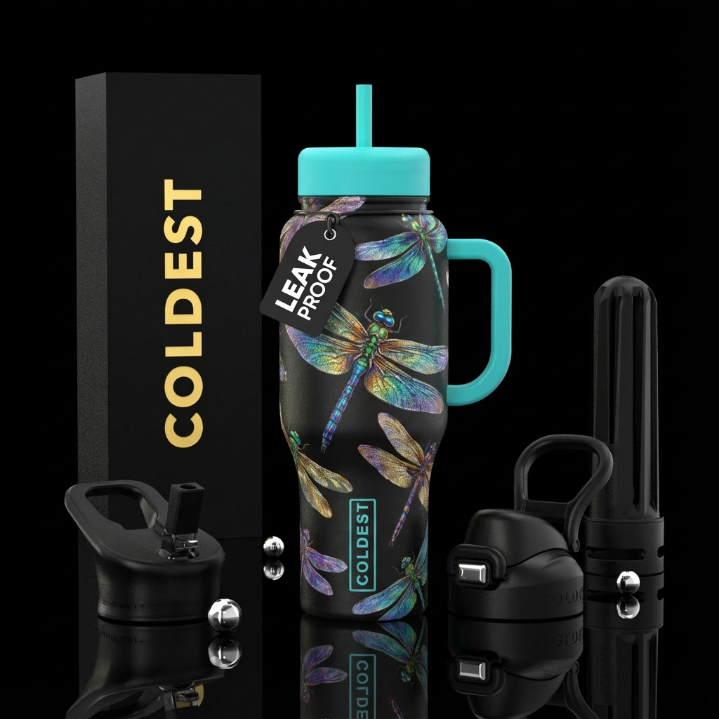 Dragonflies water bottle design