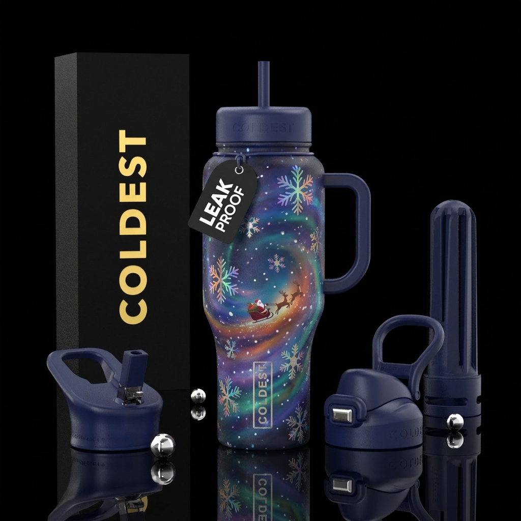 chromatic, snow storm, Santa is lost ,, timeless, ... water bottle design