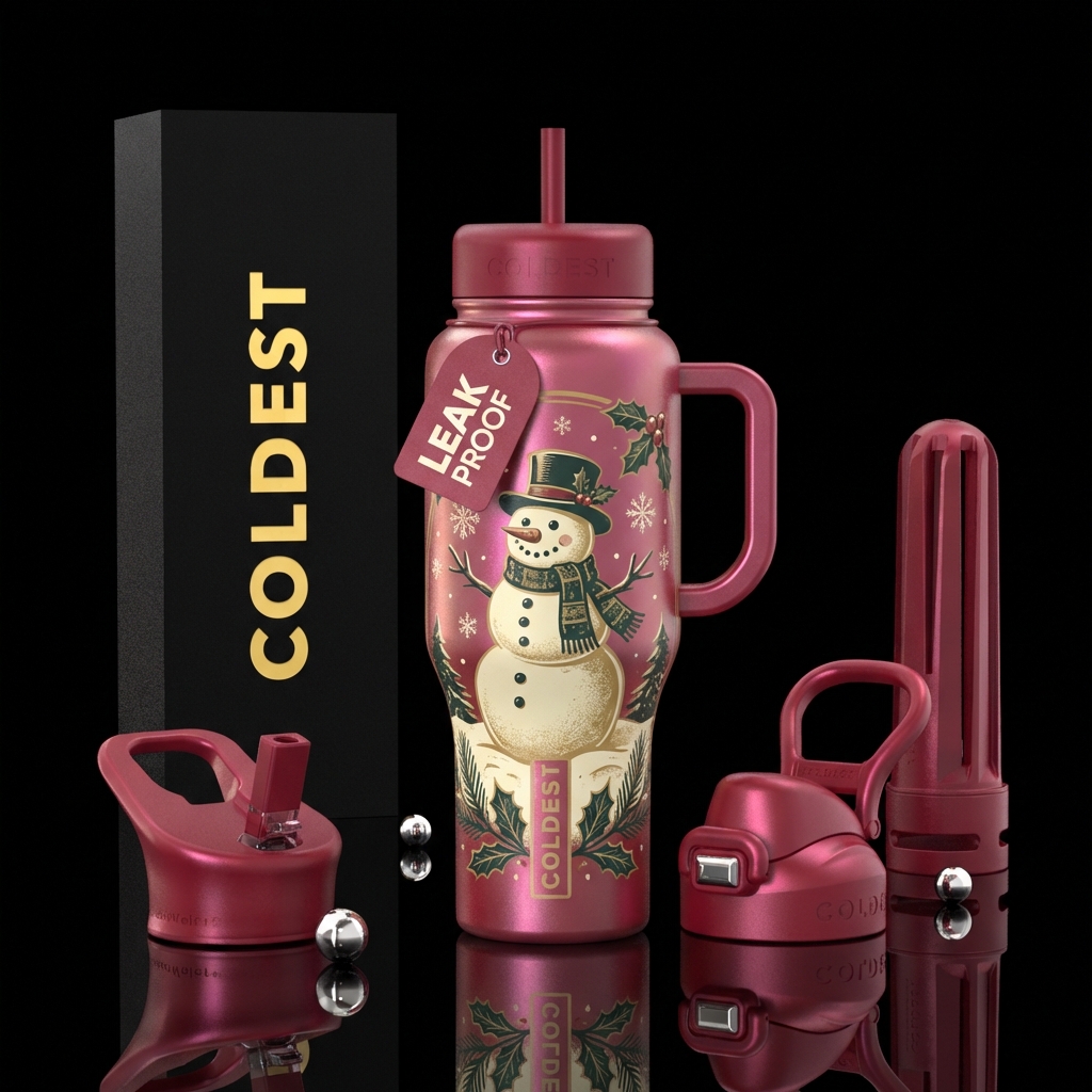 Vintage Snowman water bottle design