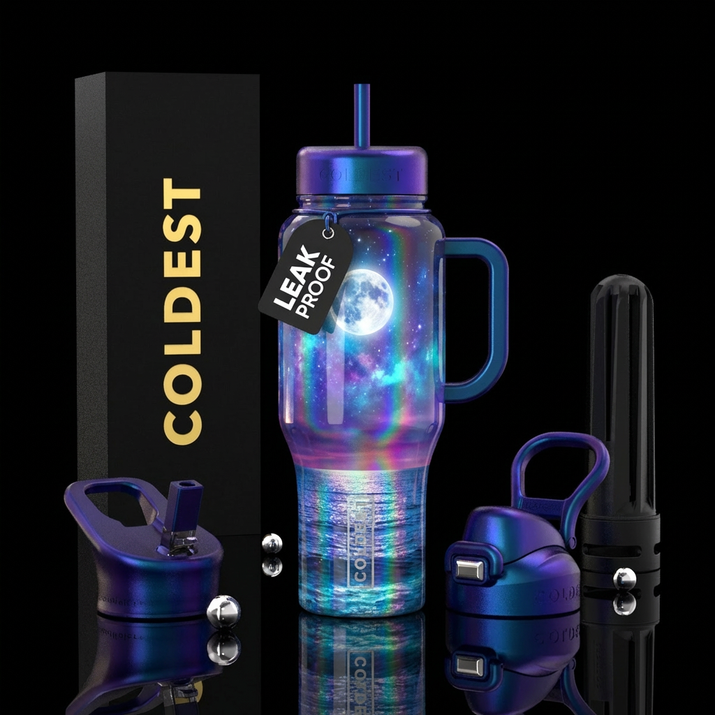 Translucent night skies, or angle blue and purple ... water bottle design