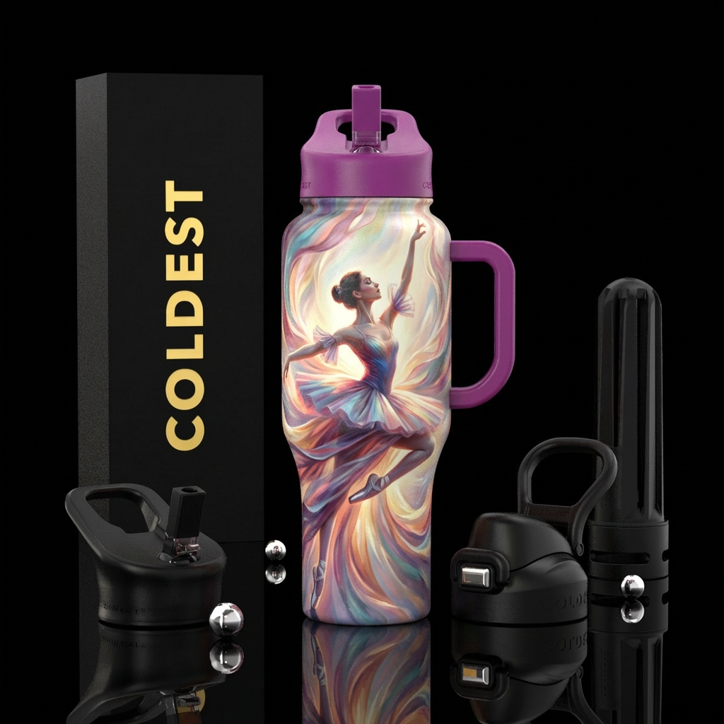 Barre, ballerina, tutu, plier, graceful, pristine,... water bottle design