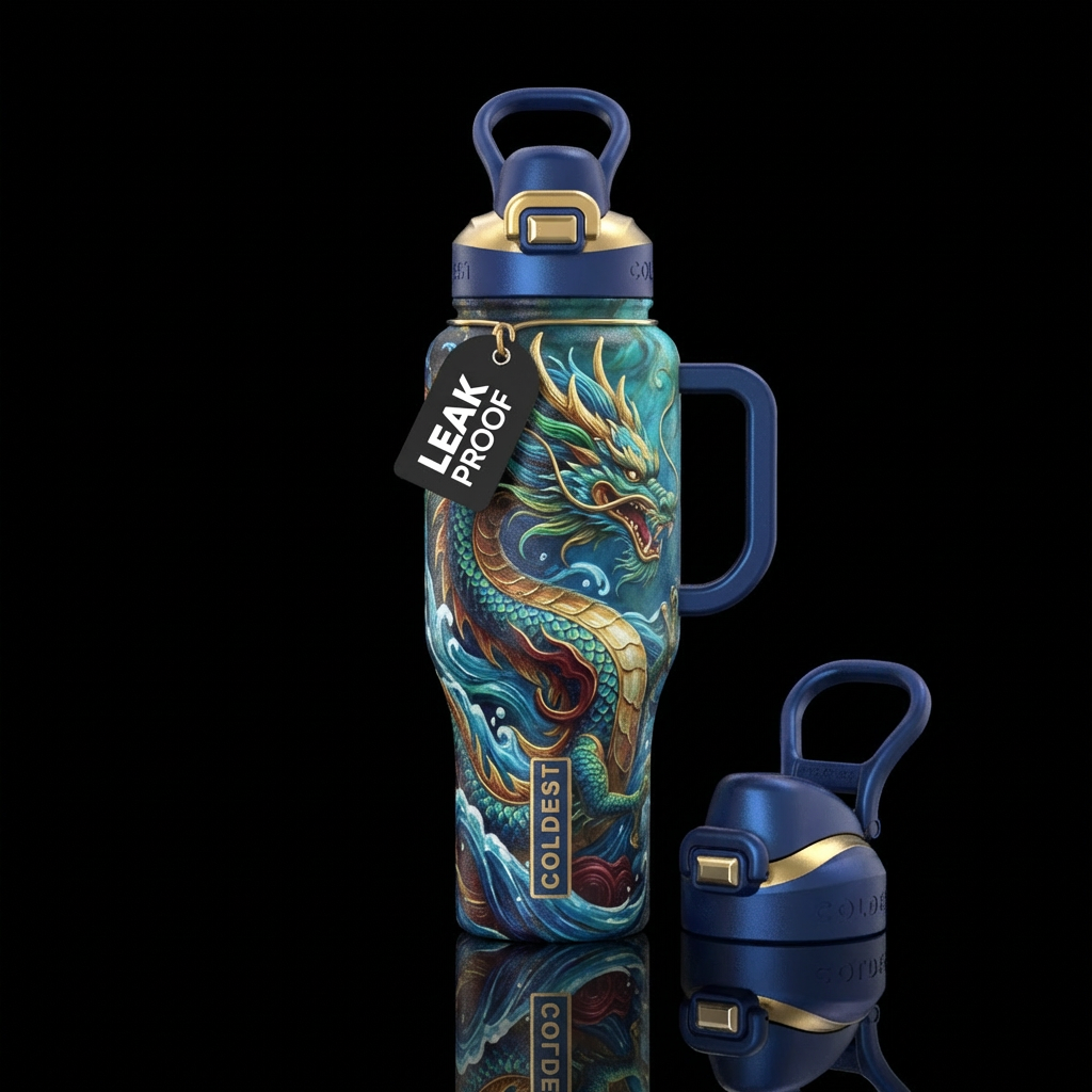 Dragon slayer water bottle design