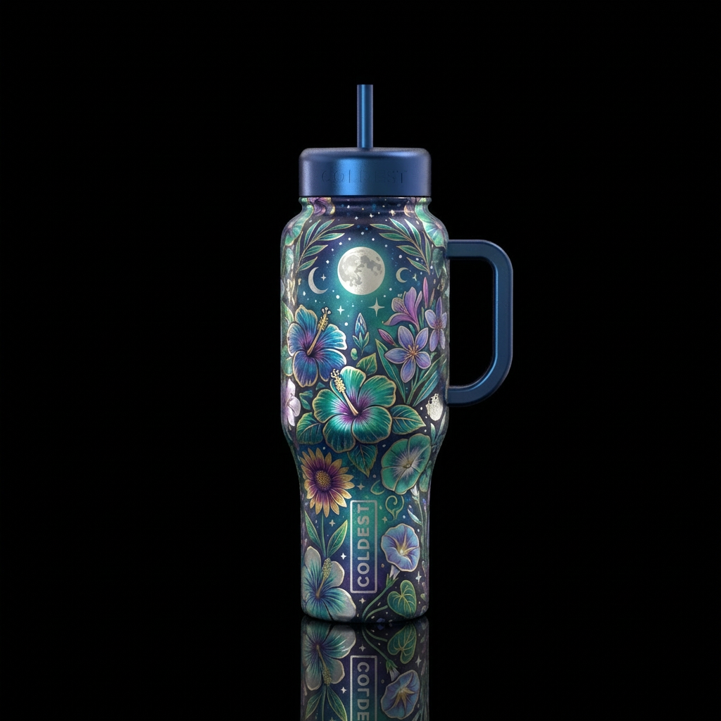Flowers indigenous to Florida, pale moonlight,, ce... water bottle design