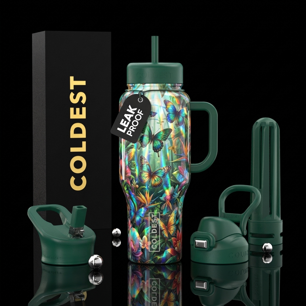 Butterfly pavilion and botanical garden,, prismati... water bottle design