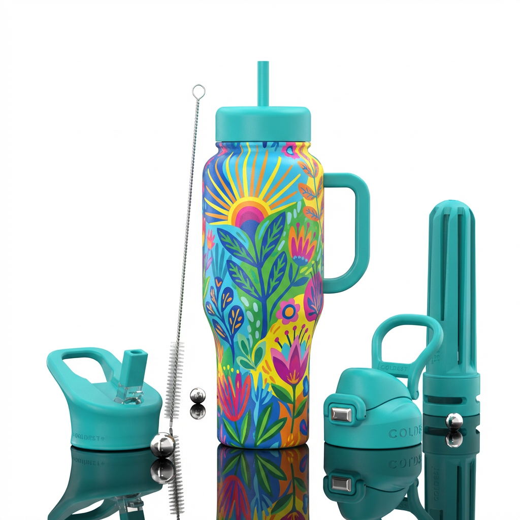 Plant your happiness,, cheerful, euphoric, edgy, e... water bottle design