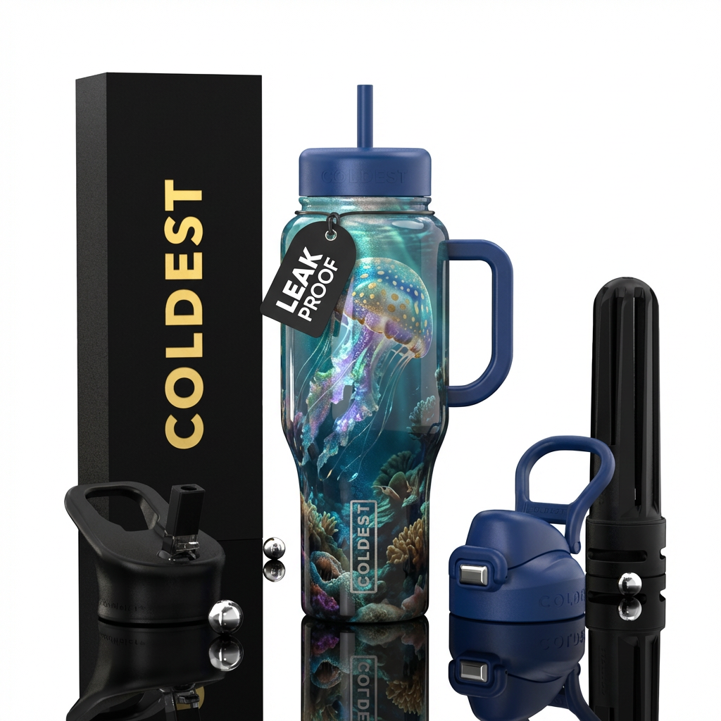 Chirodectes Maculatus jellyfish, rare, boxlike, re... water bottle design