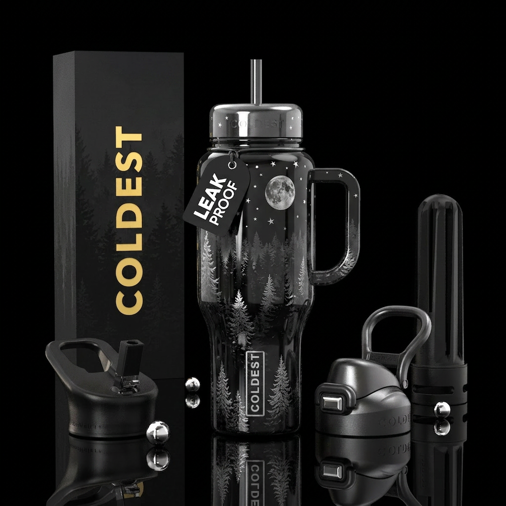 Black Forest with silver fir trees mixed in, silve... water bottle design