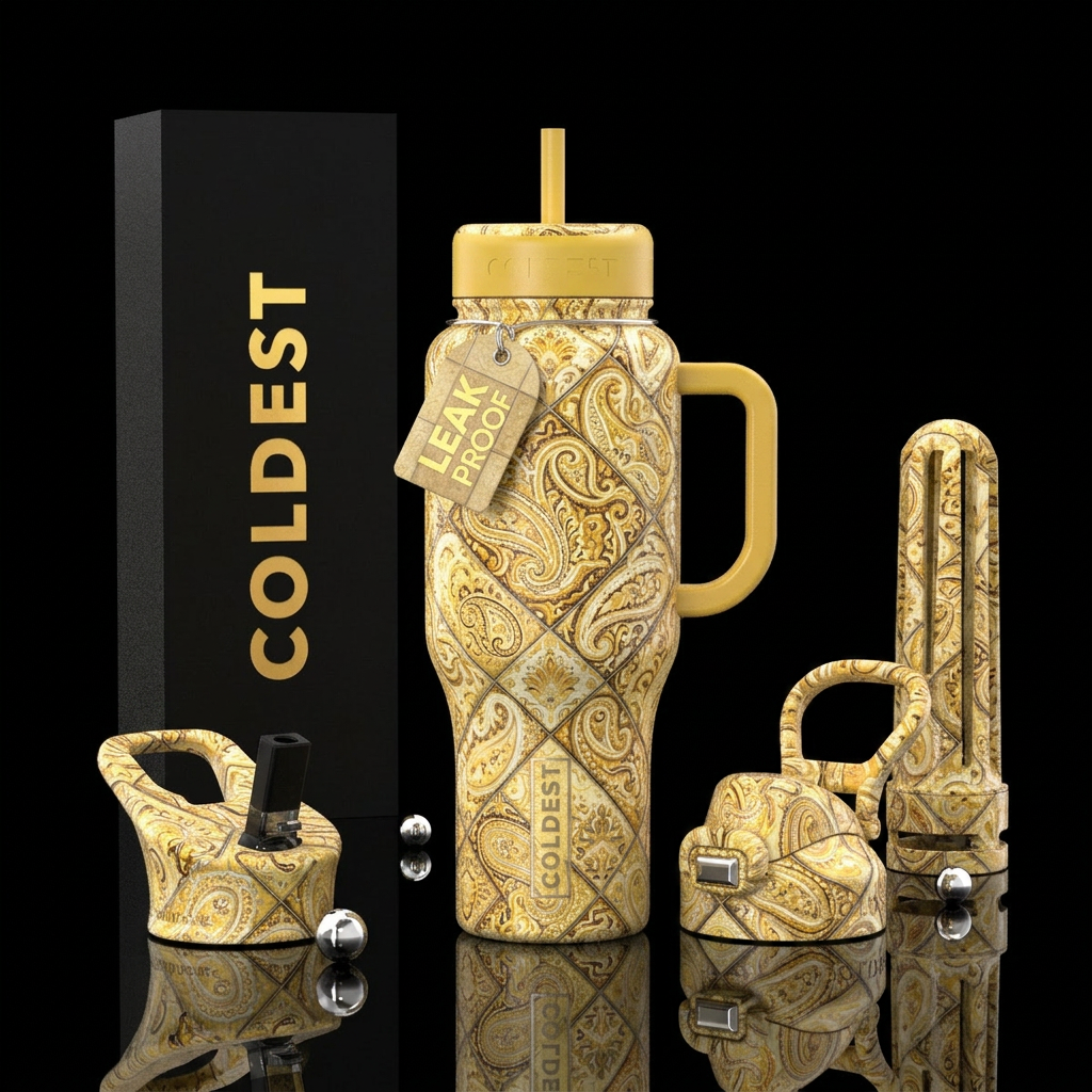 Mellow yellow, paisley, groovy, luminescent, smoot... water bottle design