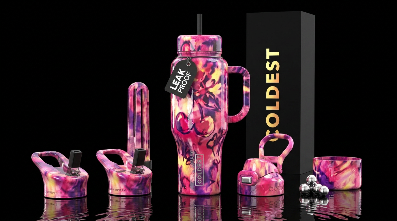 Glossy, wet, Dreamy, fluid, bleach effect, cherry,... water bottle design