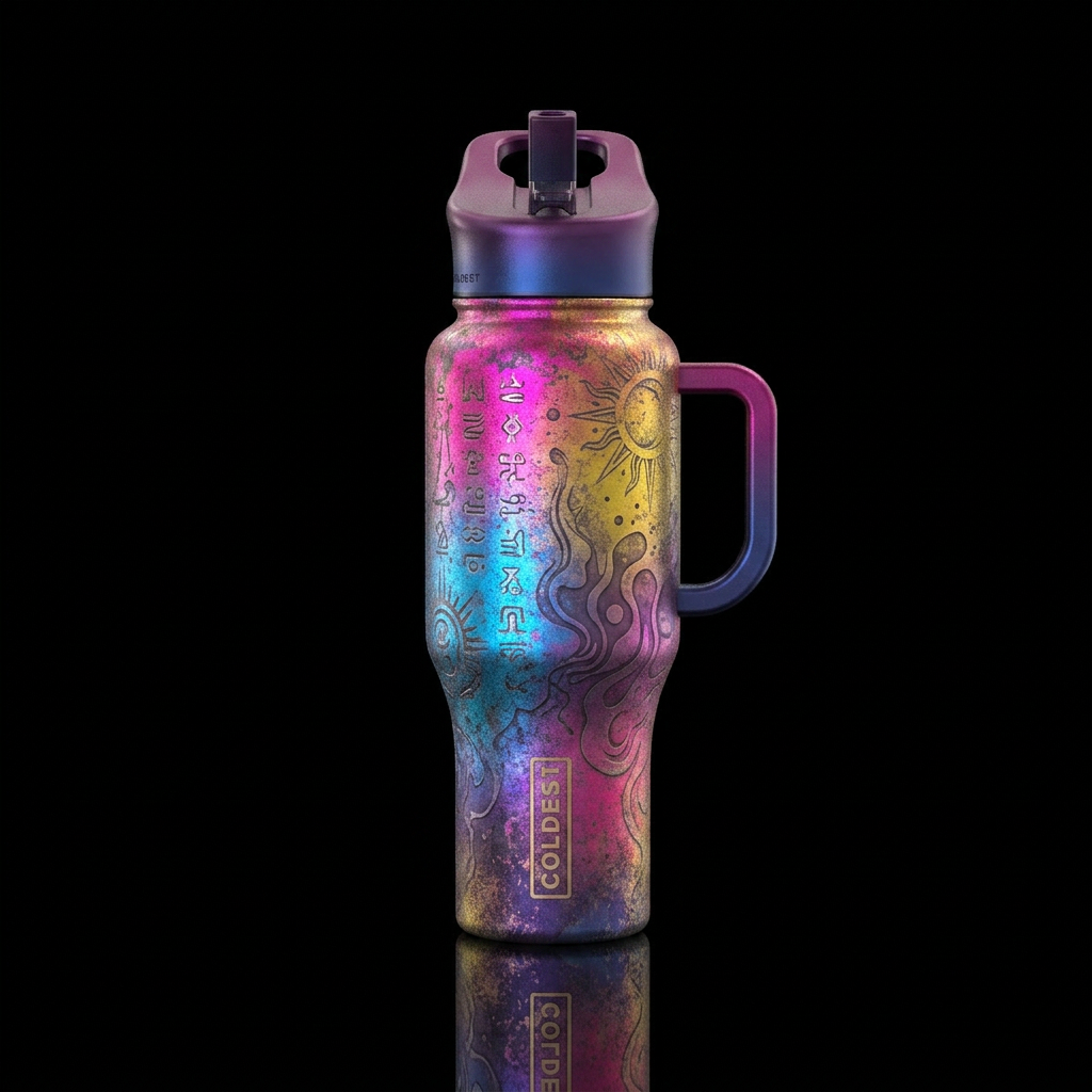 mature, rigid, weathered, gradient, ombre, polishe... water bottle design