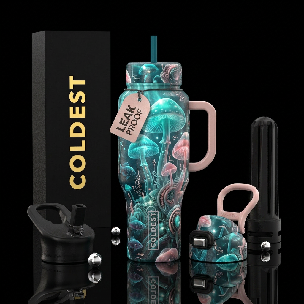 Sunlight reflections, Deep sea, Fish, No words, tr... water bottle design