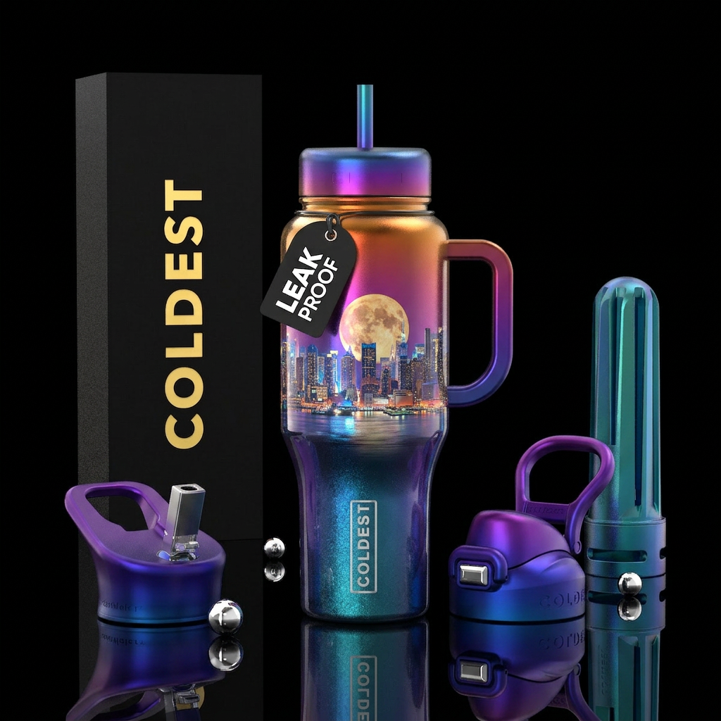 harbor in New York City, urban, surreal, extravaga... water bottle design