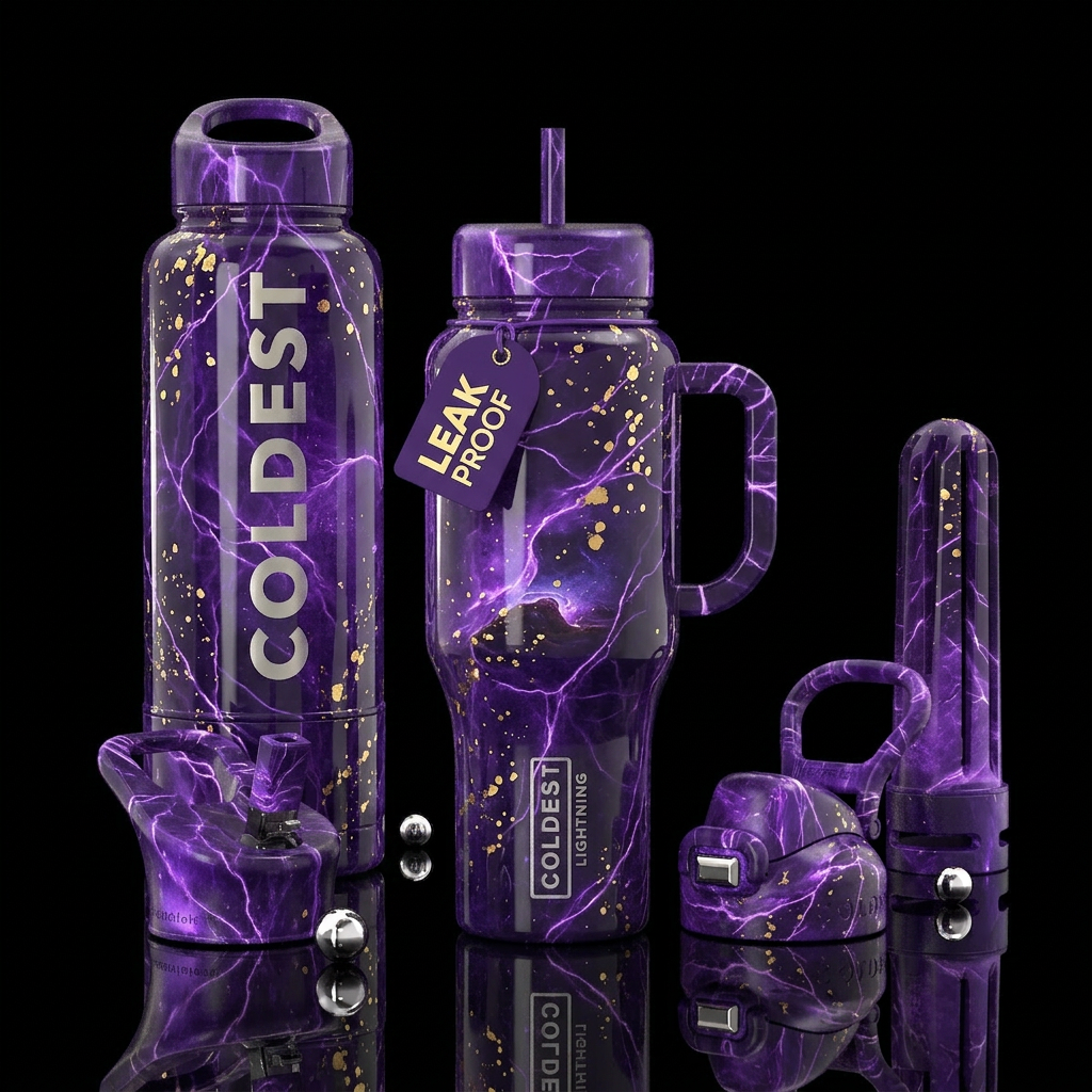 Purple reign, veins, majestic, shine bright, drops... water bottle design