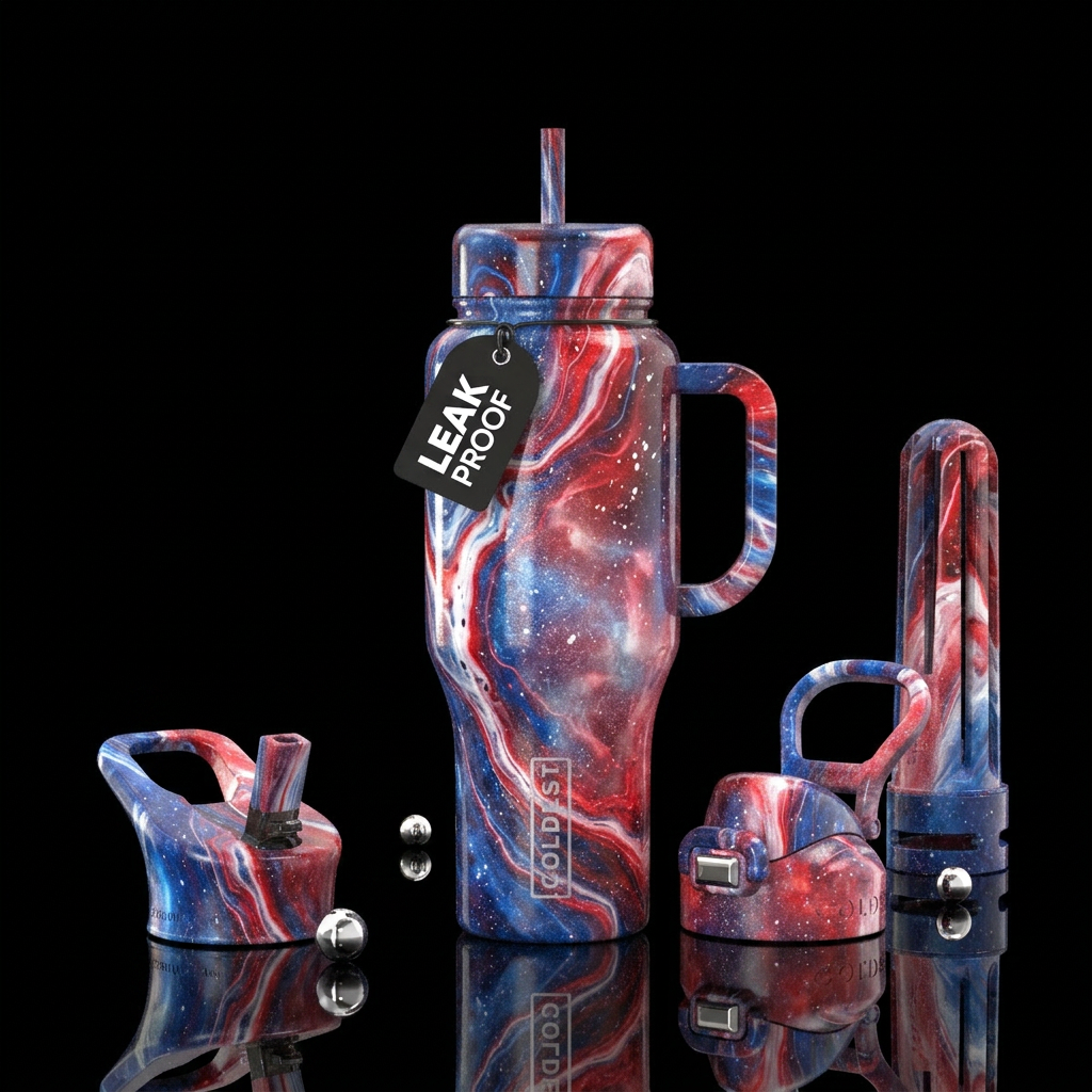Red, white and blue, veins, majestic, shine bright... water bottle design