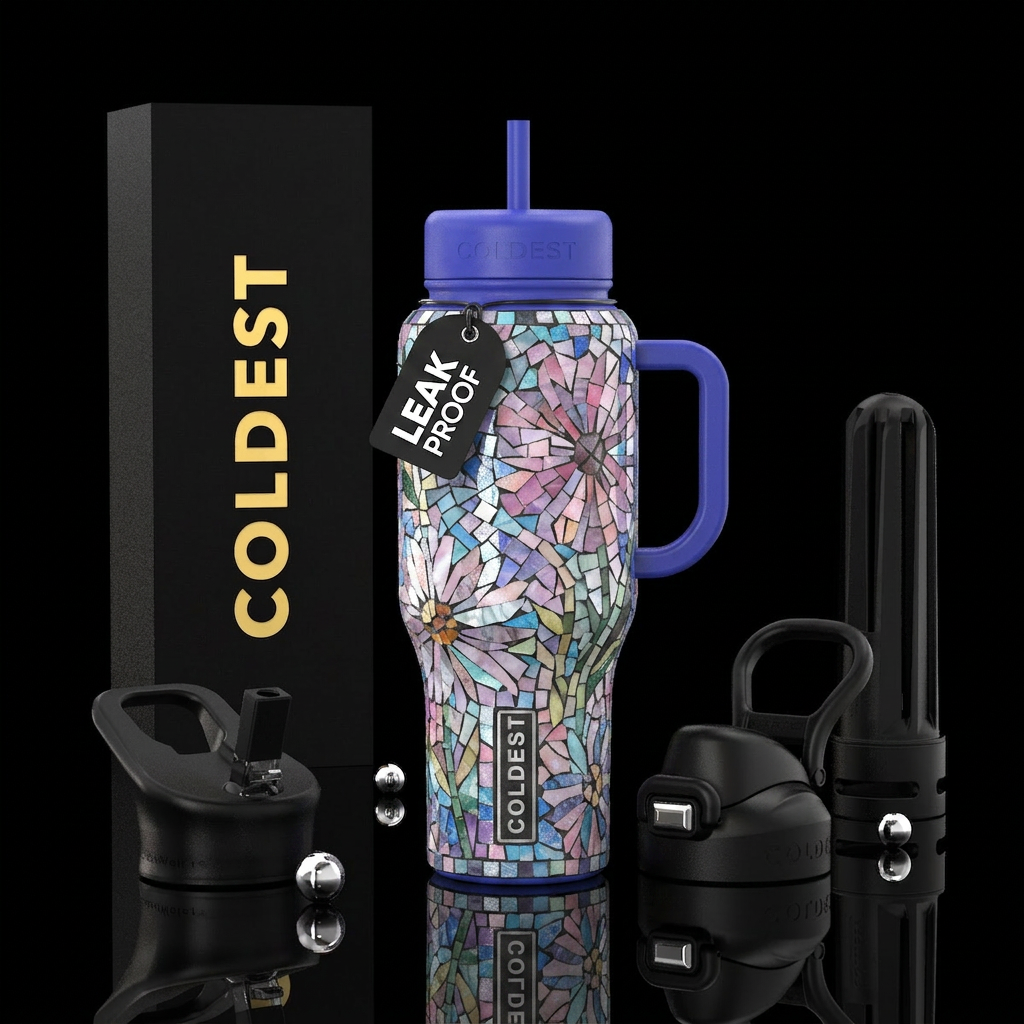Floral, sheer, up close details, summer color, flu... water bottle design