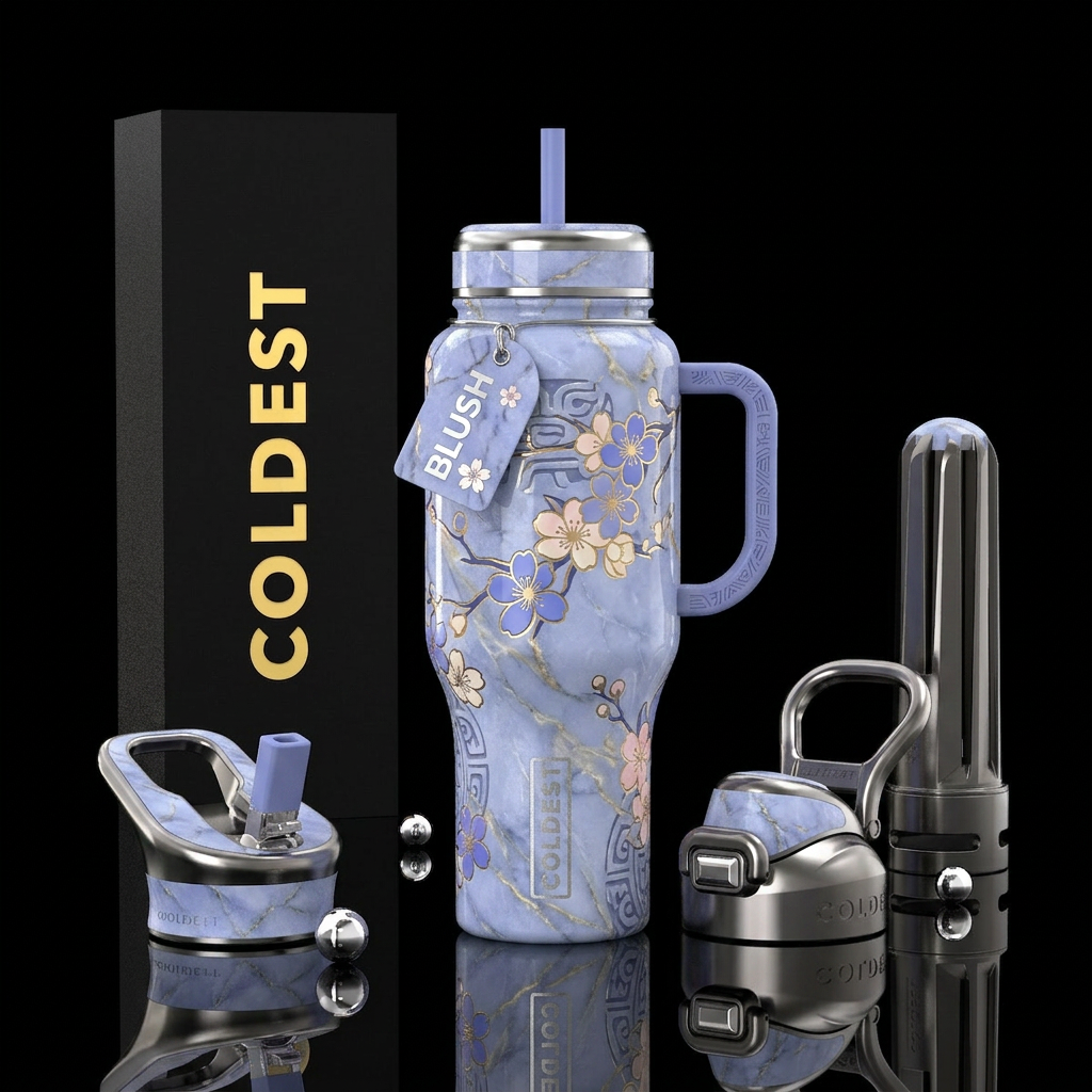 Sharp, cherry blossom season, periwinkle, humble, ... water bottle design