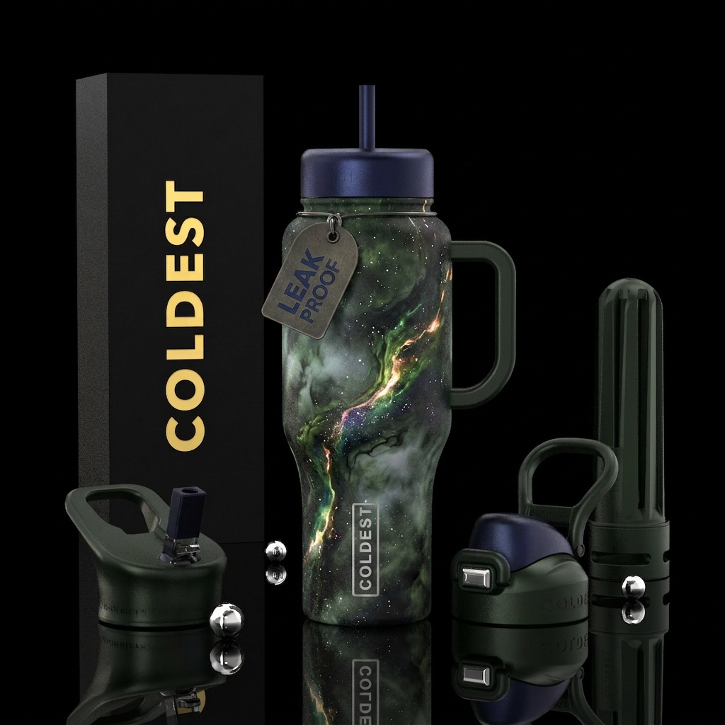 Cosmic light, dark forest, gloom, foggy, melting,,... water bottle design