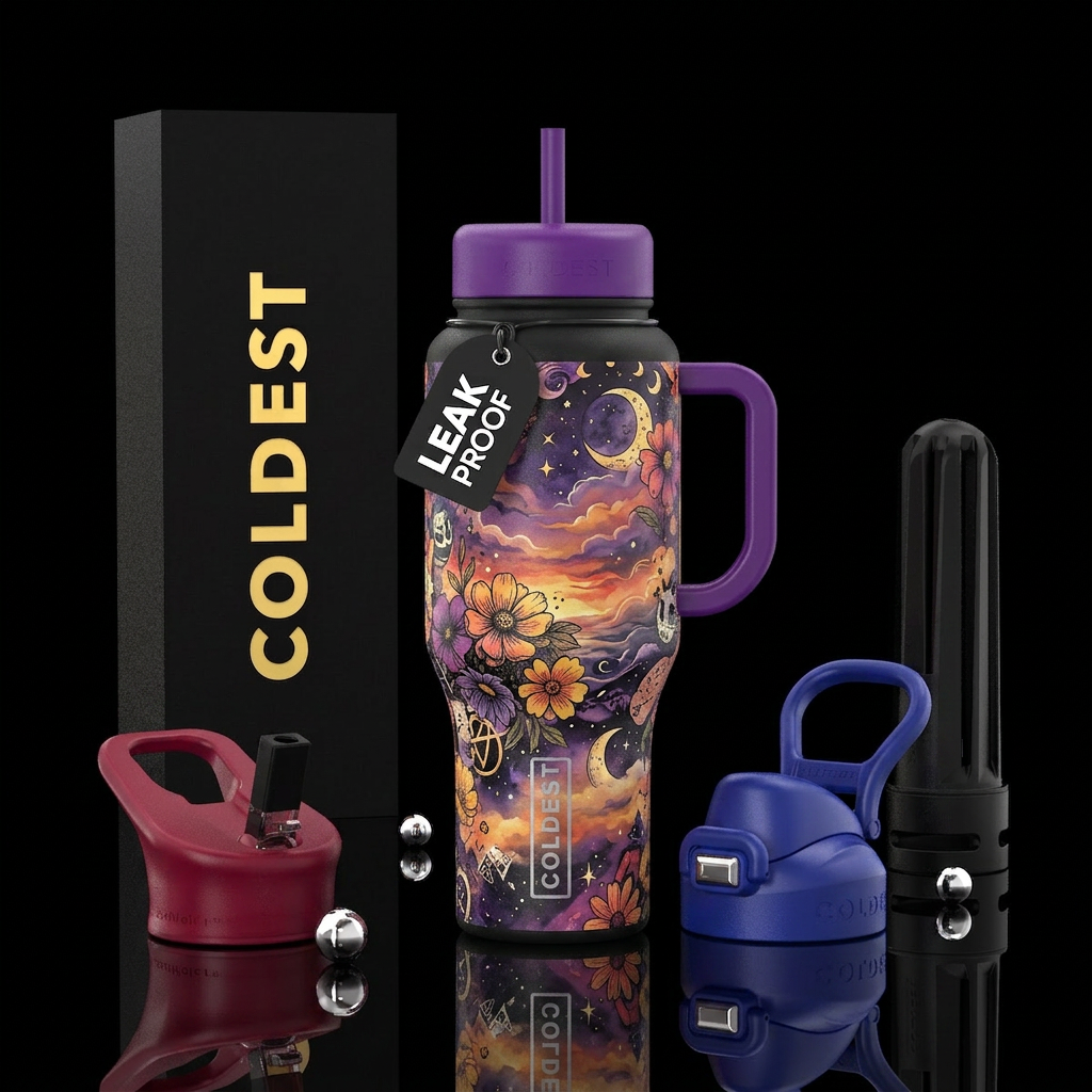 Flowing, misty, Abstract, flowers, cheerful, happy... water bottle design