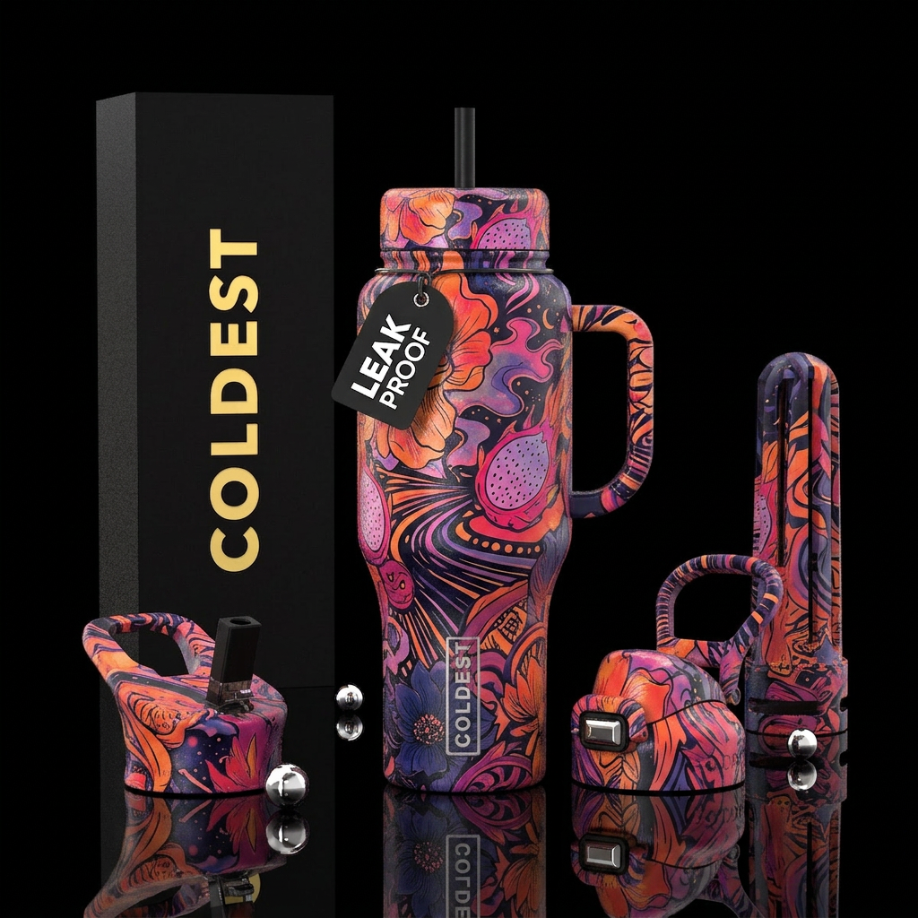 Flowing, misty, Abstract, flowers, cheerful, happy... water bottle design