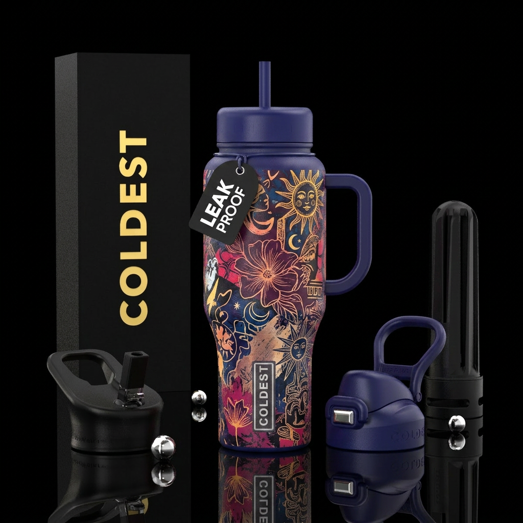 Sunshine, Flowing, misty, Abstract, flowers, cheer... water bottle design