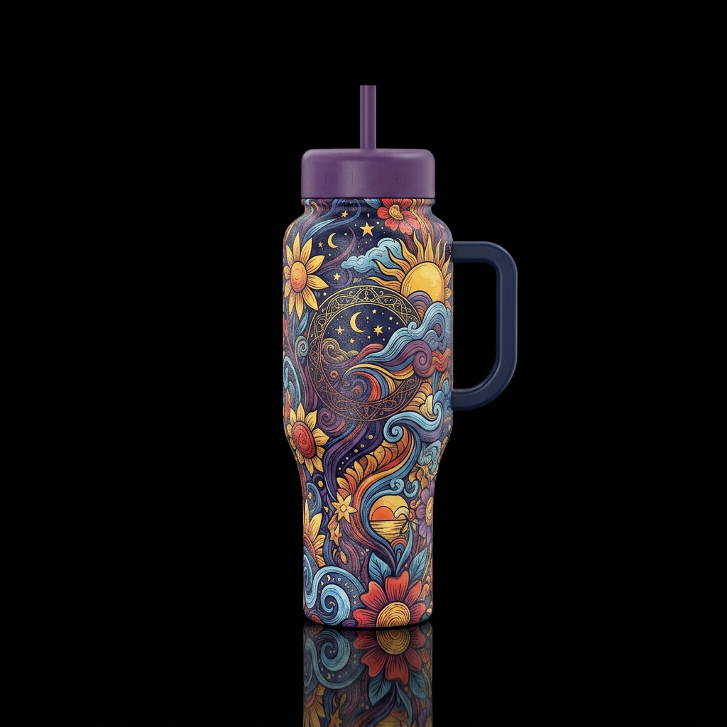 Patriotic, Sunshine, Flowing, misty, Abstract, flo... water bottle design