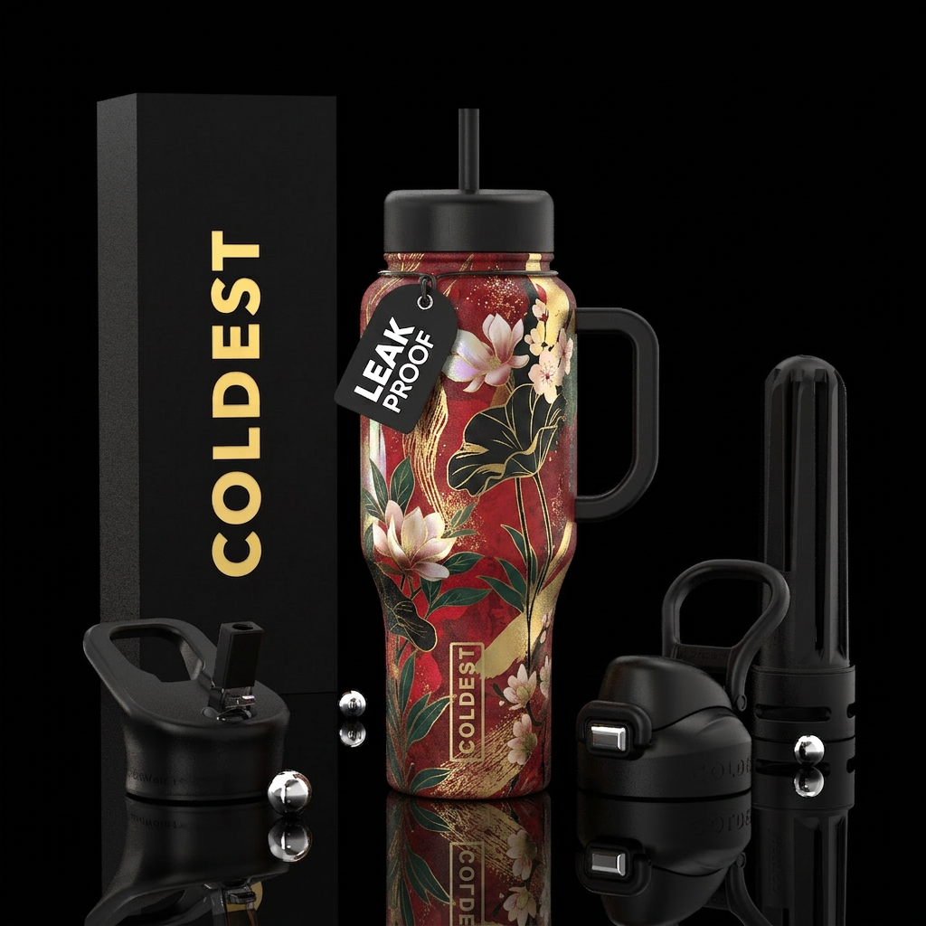Floating, water, Abstract, deep red background, lo... water bottle design