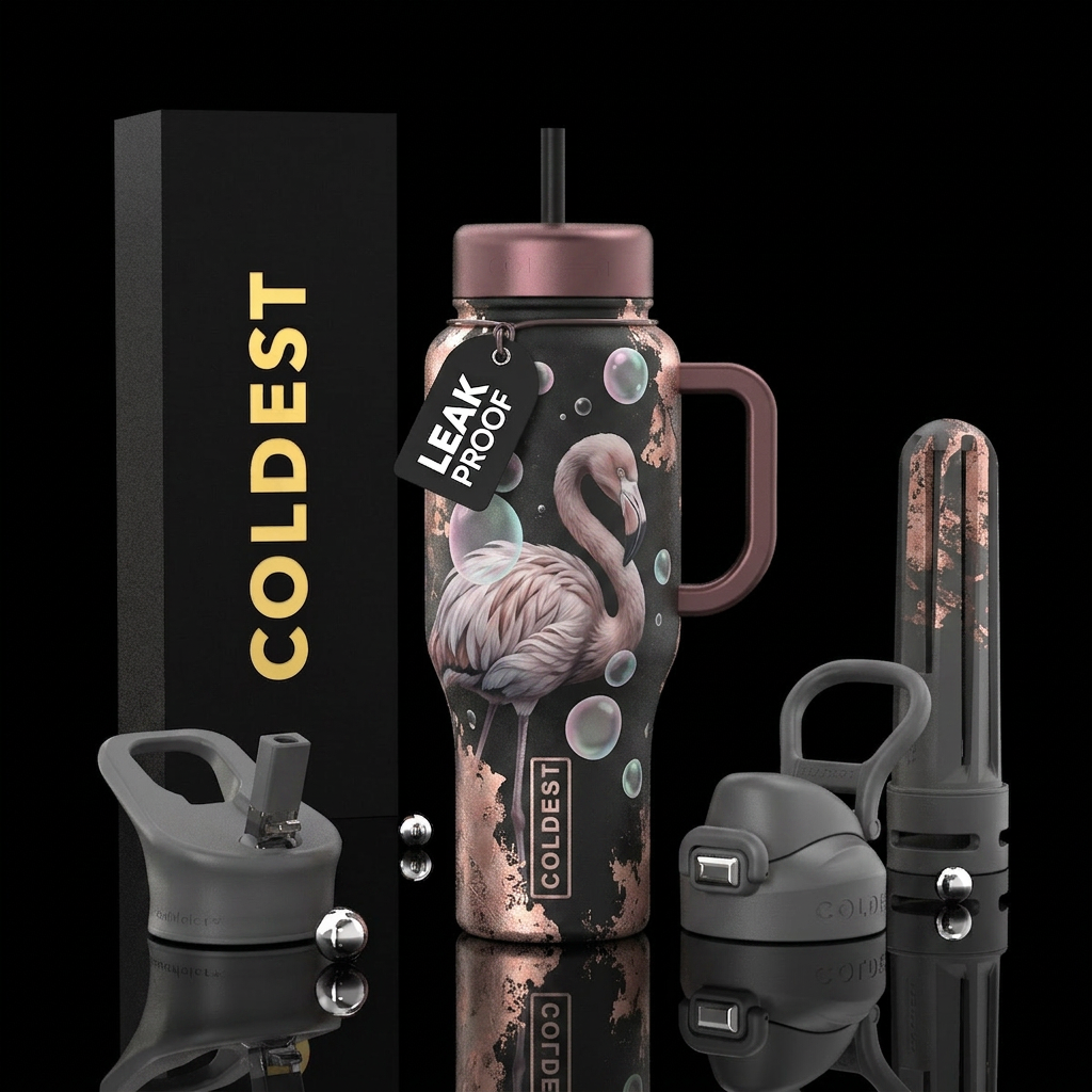 Realism, washed pastel colors in the background, p... water bottle design