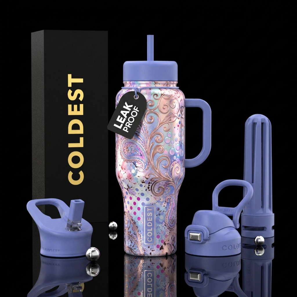 Realism, washed pastel colors in the background, p... water bottle design