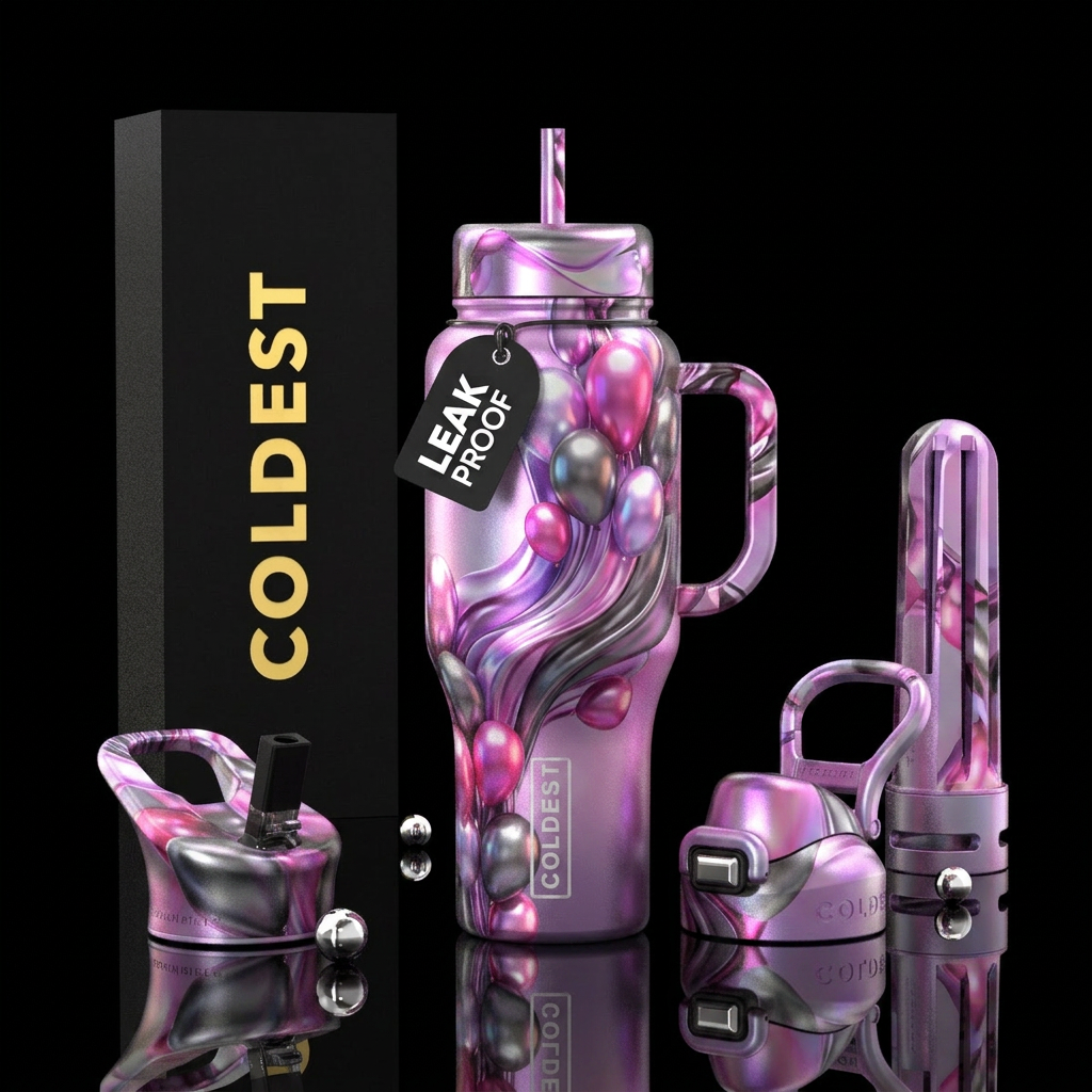 Matching handle and lid, Metallic Balloons, ,, org... water bottle design
