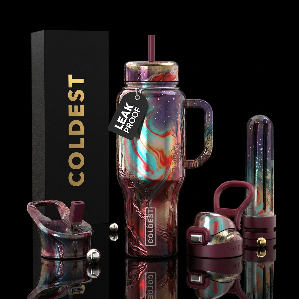 No words, aubergine, red, liquid, shiny, majestic,... water bottle design