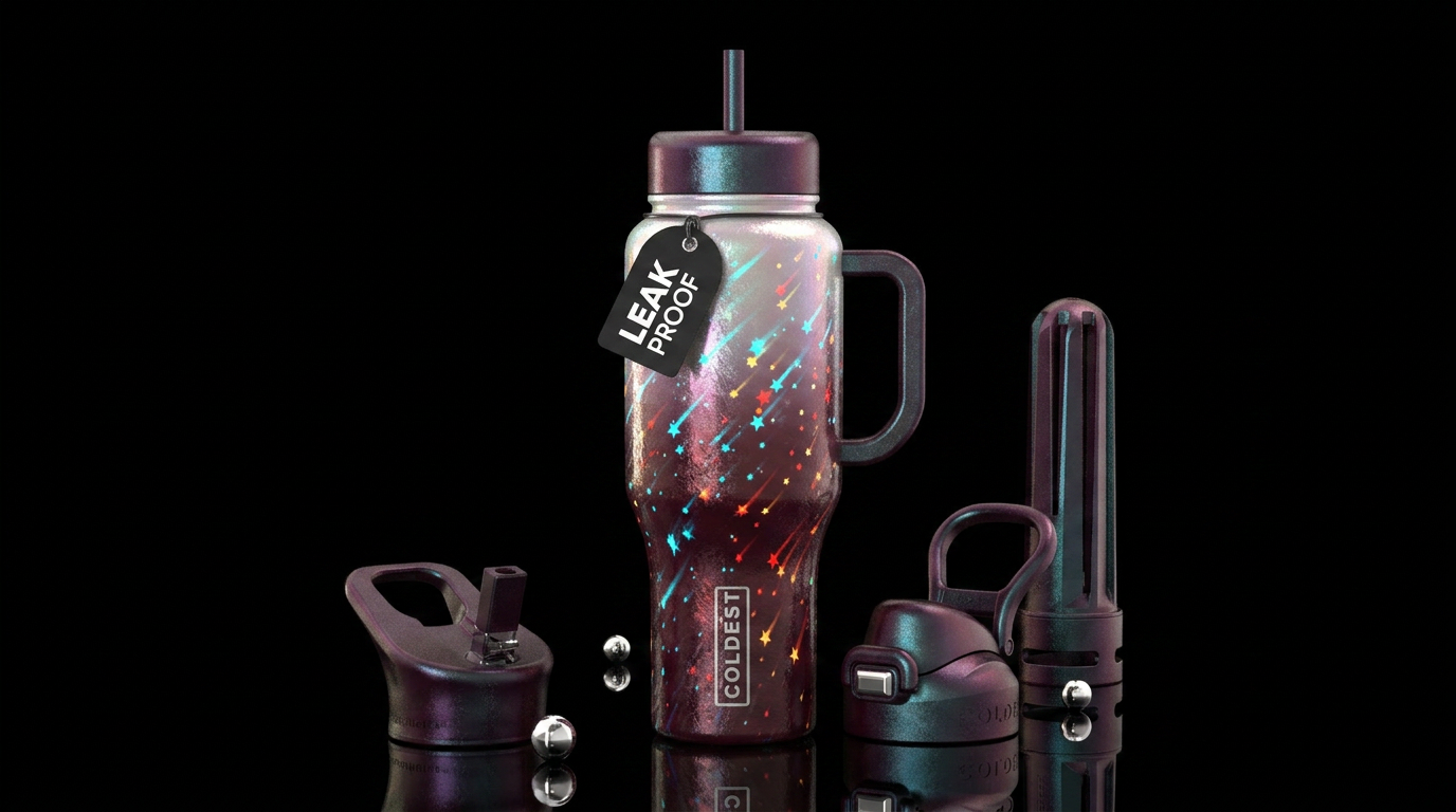 Bright falling stars, No words, aubergine, red, li... water bottle design