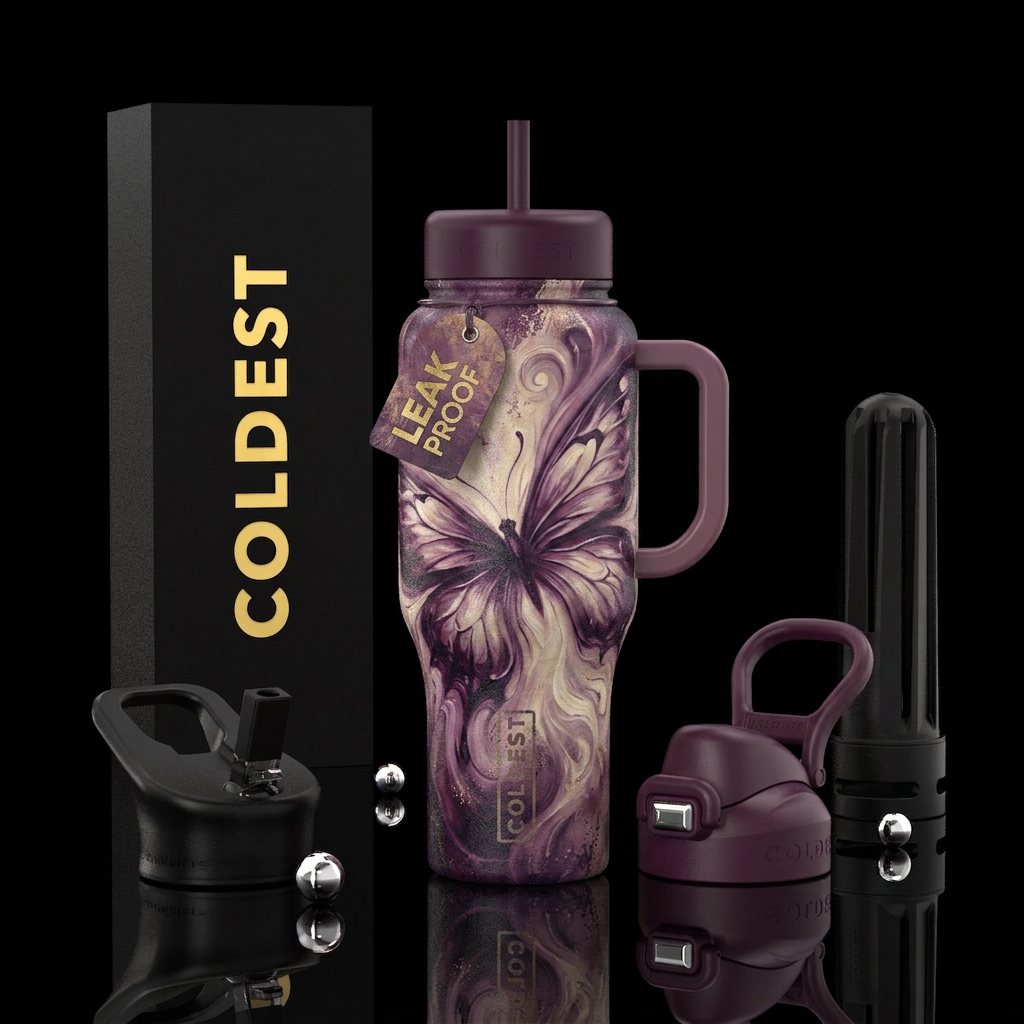 Shades of purple and cream, fantasy  purple and cr... water bottle design