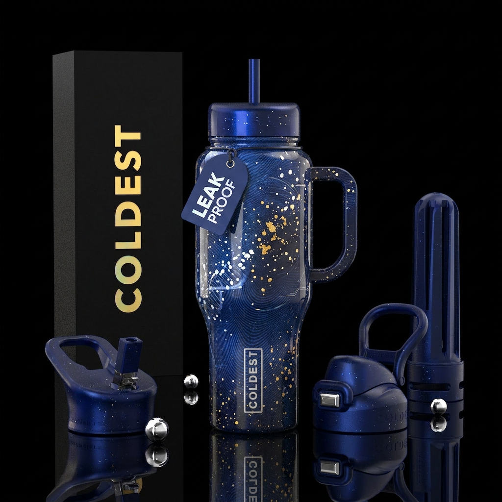Don’t add Coldest to the bottle twice, Shiny midni... water bottle design