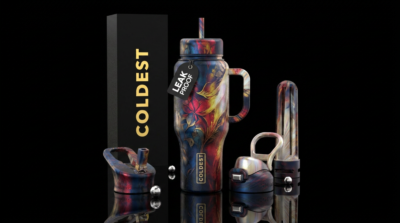Mysterious, abstract, bright, shiny, purple, Don’t... water bottle design