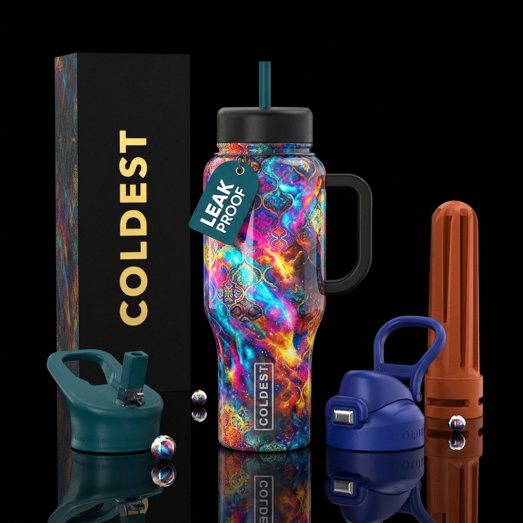 The entire bottle, no gaps in design, water bottle design
