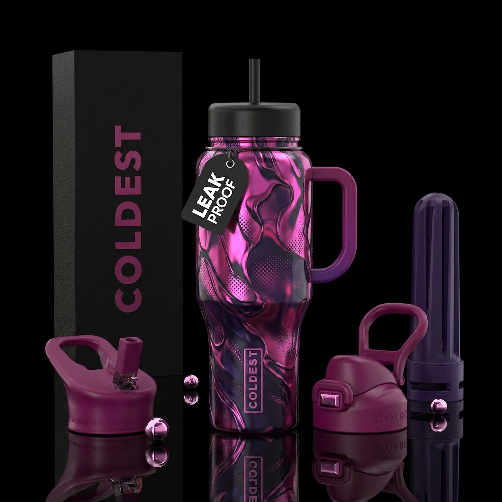 magenta, equinox, opulent, opulent, peeling, liqui... water bottle design