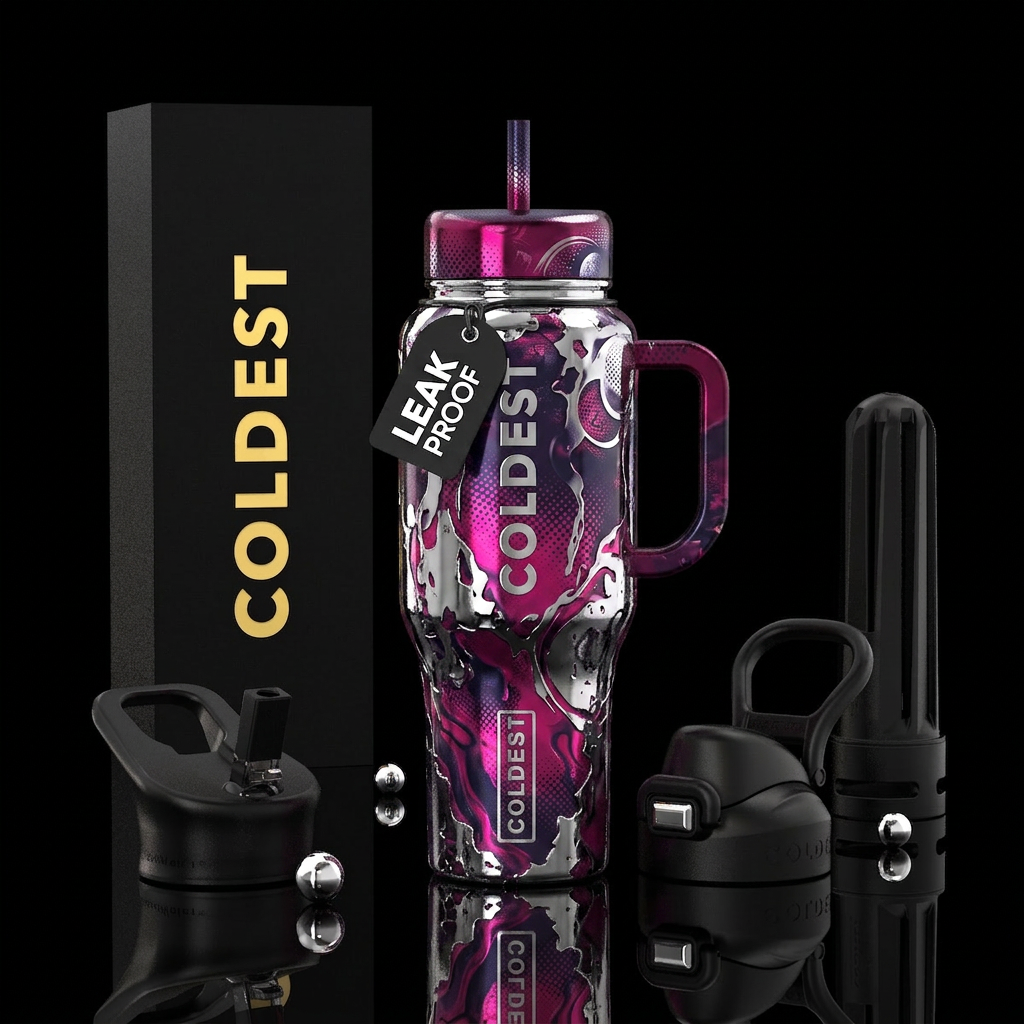 magenta, equinox, opulent, opulent, peeling, liqui... water bottle design