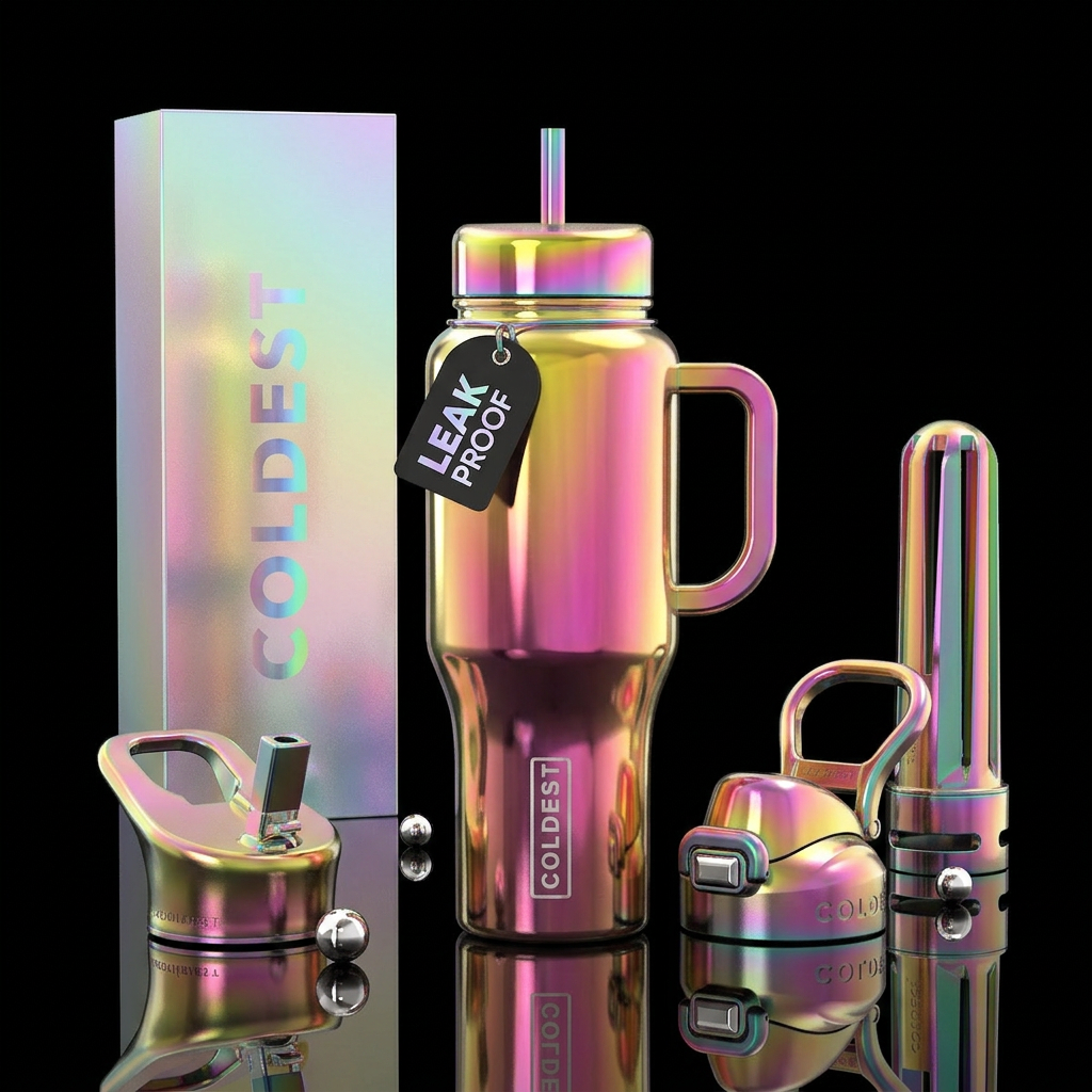 Bold, lemon drops, cotton candy, opulent, jelly be... water bottle design