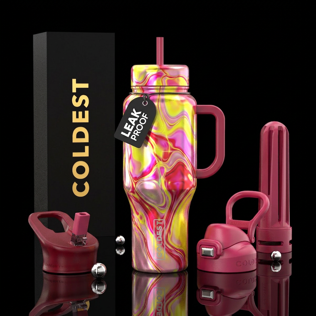 Bold, lemon drops, cotton candy, opulent, jelly be... water bottle design